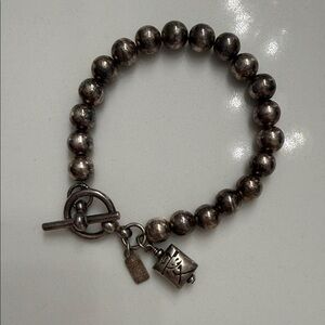Sterling Silver Beaded Bracelet with Toggle Clasp